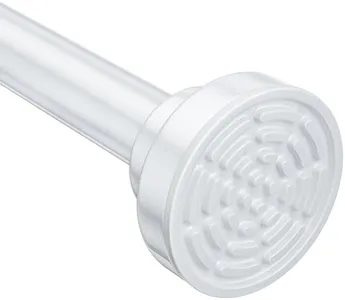 Ausemku Shower Curtain Rod - 32-104 Inch Rustproof Tension Rod, Non-Slip Spring Design, No Drilling Adjustable Curtain Rod for Bathroom, Kitchen, and Closet（White）