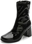 LIURUIJIA Women's Gogo Boots Mid Calf Block Heel Square Toe Disco Costumes Boots Black 38(240/US8)