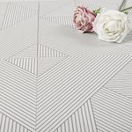 Elffloor Peel and Stick Floor Tile Waterproof Vinyl Flooring Self Adhesive Easy to Install 11.8 in×11.8 in Line Pattern Floor Stickers for Bathroom, Bedroom, Kitchen, 10 Pcs