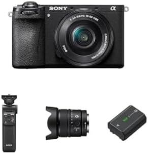 Sony Alpha 6700 | APS-C Mirrorless Camera with Sony 16-50mm Lens + Content Creator kit including Bluetooth Shooting Grip, E 15mm F1.4 G Lens and Rechargable Battery Pack