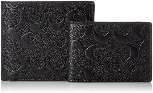 COACH COMPACT ID WALLET IN SIGNATURE CROSSGRAIN LEATHER,F75371 BLACK