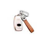 ontto Car key fob cover fit for Subaru Forester Impreza Outback WRX BRZ XV Crosstrek Ascent 2014-2022 Key case TPU Key Holder keyring Key Shell keychain protective Accessories 4 Buttons Beige