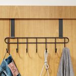 RIOMAX Multifunctional Over The Door Hook Hanger Organizer/Wall Hook Rack for Hanging Clothes, Towel Hanger, Kitchen Hanger, Bathroom Hanger - (7 Hook) (Pack of 1) (Black)