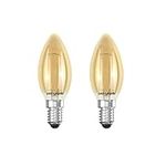 paul russells E14 Small Edison Screw LED Filament - Pack of 2 – 2.5W 20W Equivalent 200LM Lumen 2200K Amber SES Candle C35 Bulbs – Energy Saving Non-Dimmable Light – Extra Warm White