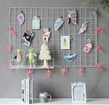 GBYAN Wall Grid 2 Pack Wire Photo Board White Panels Desk Wall Organizer for Memo, Picture Display, 25.6"x17.7 Each Grid Panel