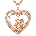 EUDORA Sterling Silver Mother Daughter Son Necklace for Mama, Rose Gold Mom Daughter Necklaces Jewelry Pendant, Mother's Day Gift for Mother Stepmother Mom from Son Daughter, 18inch, Sterling Silver,