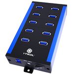 10 Ports Powered USB Hub - USB 3 0 Hub - USB Expander Hub 12V 5A 60W 2.4mA Power Adapter - up to 5Gbps High-Speed USB Splitter - Aluminum Alloy Multiple USB Port Hub for Laptop Phone Tablet PC