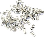 Prettyia 100pcs Stainless Steel Fold Over Crimp Cord Ends Fold Over Cord Ends Leather Ribbon Ending Clasp Tips End Clamp Jewelry Connector Jewelry Making