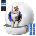 Self-Cleaning Litter Box with 2 Packs Cat Litter: Nafcefi Automatic Cat Litter Box Extra Large, Litter Box Self Cleaning with App Control/Odor Isolation/Safety for Multi Cats White