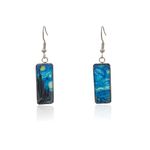 Van Gogh Painted Starry Night Earrings Blue Metal Art Unique Vintage Rectangle Glass for Women Sisters Mothers Dangle Drop Jewelry