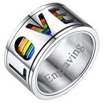 FaithHeart Masculine Rainbow Finger Rings Chunky Wedding Jewelry for Men Personalized Customize Size 10