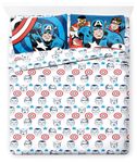 Jay Franco Marvel Comics Avengers Full Size Sheet Set - Super Soft Kids 4 Piece Bedding Set Features Captain America, Falcon & Bucky Barnes - Microfiber Sheets Includes Reversible Pillow Covers