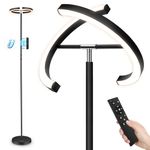 FIMEI Floor Lamp, Uplighter Floor Lamp, Stepless Dimming & 3000K-6000K Color Temperature, Remote & Touch Control, Modern Standing Light for Living Room, Bedroom, Office, Black