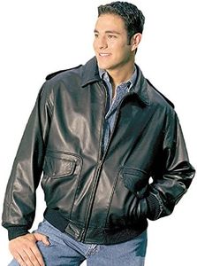 REED Men's Bomber Leather Jacket Union Made in USA (5XLTall, Black)