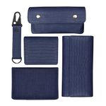 The Wallet Store Clutch Passport Cover Card Holder Specs Cover & Keychain Gift Set | Faux Leather | Best Combo for Mother, Sister, Wife, Girlfriend, Etc (Blue)