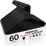 HOUSE DAY Black Plastic Hangers 60 Pack, Durable Clothes Hanger with Hooks, Space Saving Hangers are Perfect for Use in Any Closet, Light-Weight Clothes Hangers Plastic for Everyday Use