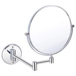 U-S-F BATH ACCESSORIES USF Makeup Mirror | Shaving Mirror | Bathroom Mirror with 5X Magnifying Mirror & Wall Bracket with Adjustable Frame (Silver)(Round) Framed