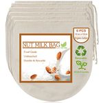 6 Pack 12"x12" Nut Milk Bags - 100% Unbleached Organic Cotton Cheesecloth, Reusable Food Strainer Colander For Straining Almond/Oat Milk, Celery Juice, Cold Brew Coffee, Yogurt and Cheese Making