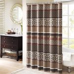 Madison Park Princeton Geometric Jacquard Fabric Shower Curtain, Transitional Shower Curtains for Bathroom, 72 X 72, Red