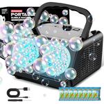 Bubble Machine, Upgraded Automatic Bubble Blower for Kids, 20000+ Bubbles Per Minute, Dual Power Bubble Maker with 2 Fans, Summer Outdoor Gift Toy for Parties, Birthdays, Weddings, Backyard(Black)