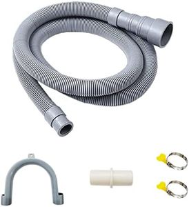 6.6 Feets Universal Washing Machine Drain Hose Flexible Dishwasher Drain Hose Extension Corrugated Washer Discharge Hose Kit w/ 1x Extension Adapter, 2x Hose Clamps, 1x U-Bend Hose Holder