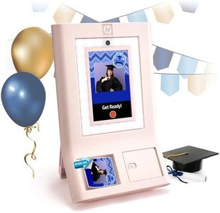 HP Sprocket Photo Booth Machine Instant Color Photo Printer - 10.1" Touchscreen, LED Ring Light - Customize w/250+ Fun Frames, Prints on 3x4 Zink Paper or Share via QR Code, Mobile Notify App - Pink