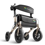Helavo All Terrain Rollator Walker with Seat & Large 12” Pneumatic Tires – Foldable Outdoor Walkers for Seniors with Seat, Lightweight & Adjustable Height, Shock-Absorbing for Comfort on Any Surface