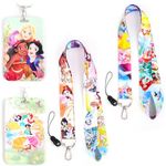 GTOTd Cute Cartoon Princess Lanyard with ID Badge Holder (2 Pack) for Keys Wallet Merch Party Supplies Premium Quality Gifts for Teens Girls