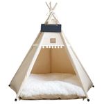 Dog & Cat Teepee Portable Pet Teepee Tents with Cushion and Small Chalkboard 20 Inch Tall Indoor Dog House Puppy Sweet Bed for Pets Under 7Kg Dog Teepee