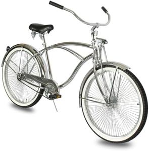 Tracer Cheetah 26" Stretch Beach Cruiser for Adults - Vintage Lowrider Style Bicycle with Chrome High Rise Handlebars, Single Speed Comfort Bike for Men & Women, Urban Commuter-Chrome