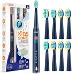 SEAGO Kids Electric Toothbrush, Rechargeable Sonic Soft Bristle Toothbrushes with 8 Brush Heads, DIY Stickers and 5 Modes, Ideal for Kids and Children, Ages 3–12(Navy)