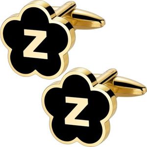 XXKOTWA Gold Initail Cuff Links for Mens French Cuff Drsee Shirts,26 Alphabet Stainless Steel Cufflinks for Men, Business Wedding Shirts Z