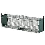 PawHut Two-Door Live Trap for Small Animals, Outdoor and Indoor Animal Trap for Rat, Mice, Mink, Rabbit, Racoon, Squirrels, 100 x 25 x 28cm - Dark Green