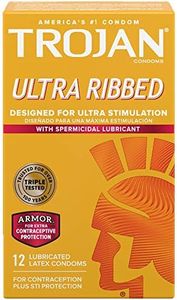 TROJAN Stimulations Ultra Ribbed Spermicidal Condoms, 12 Count