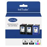 56 x2 & 57 Black & Colour Ink Cartridge TRI-PACK Replacements For HP 56/57 For Use In HP 1210 1215 1216 1315 1350 2105 2110 2175 2210 4212 4215 4255 5150 5550 7260 7350 7660 Printers