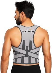 PLETHEON Posture Corrector Belt for Men & Women – Adjustable Back Brace for Spine Alignment, Shoulder & Upper Back Pain Relief | Comfortable Unisex Clavicle Support Brace (Gray)