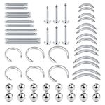 D.Bella 14G 16G 18G Barbell Sticks Piercing Set Tragus Cartilage Helix Earrings Studs Tongue Nipple Barbells Replacement Balls Short Labret Lip Rings 4-20mm Medusa Conch Piercing Jewelry