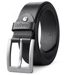 Buffway Mens Belt Heavy Duty Italian Leather Causal Dress Belts for Men with Classic Buckle - 38” Black