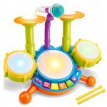 Drum Set for Kids 1-3, Baby Drum Set with Microphone, Kid Toddler Drums Toys for 1 2 3 Year Old Boy Birthday Christmas for Babies Boy Girl 12-18 Month