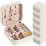 Travel Jewelry Case Bridesmaid Gifts Box,6 Pack Small Jewelry Box Mini Jewelry Organizer,PU Leather Portable Earring Storage Box for Women Girls Bridesmaid Proposal Gifts