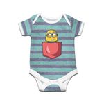 Ruse Minion Pocket Printed Kids Striped infant Romper Short Sleeves and Bodysuit for new born Baby boy/Baby Girl Clothes 100% Cotton |Jumpsuits (Blueberry Black Currant /12-18Months)