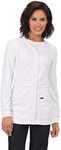 KOI Lite Women's Claire Button Front Solid Cardigan Scrub Jacket Medium White