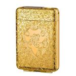 OLDENDO Metal Cigarette Case with Lighter King Size Portable Pack 16pcs Regular Cigarettes USB Lighters Cigarettes Box 2 in 1 Rechargeable Flameless Windproof Electric Lighter（Gold）