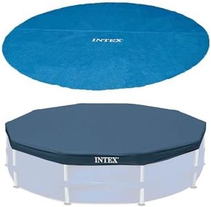 Intex 15 Foot Round Debris Cover and Vinyl Solar Cover for Above Ground Pools