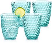 BELLAFORTE Shatterproof Tritan Plastic Short Tumbler, Set of 4, 12 oz - Laguna Beach Drinking Glasses - Unbreakable Glasses for Indoor and Outdoor Use - BPA Free - Blue