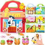 hahaland Montessori Busy Book for 1+ Year Old – 15-in-1 Interactive Sensory Busy Board, Educational Felt Toddler Quiet Toy & Travel Activity, Farm-Themed Baby Toy for 18M+ Girls Boys Airplane