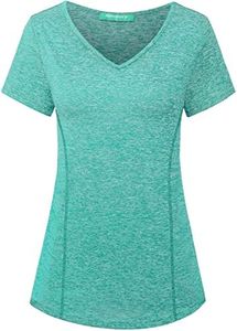 Kimmery V Neck T Shirts for Women Tops for Women Workout Tops for Women Athletic Tops for Women Summer Shirts Mint Green L