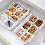 HomeEssentials Polyethylene Terephthalate (Pet) Fridge Storage Boxes - Food Storage Containers Kitchen | Vegetable Container | Spice Masala Box | Refrigerator Storage Containers (6 & 8 Grid, White)