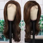 Maycaur Long Brown Curly Wig Lace F