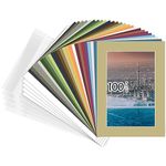 100 Pcs of 5x7 Mix Color Picture Mats Mattes Matting for 4x6 Photo + Backing + Bags